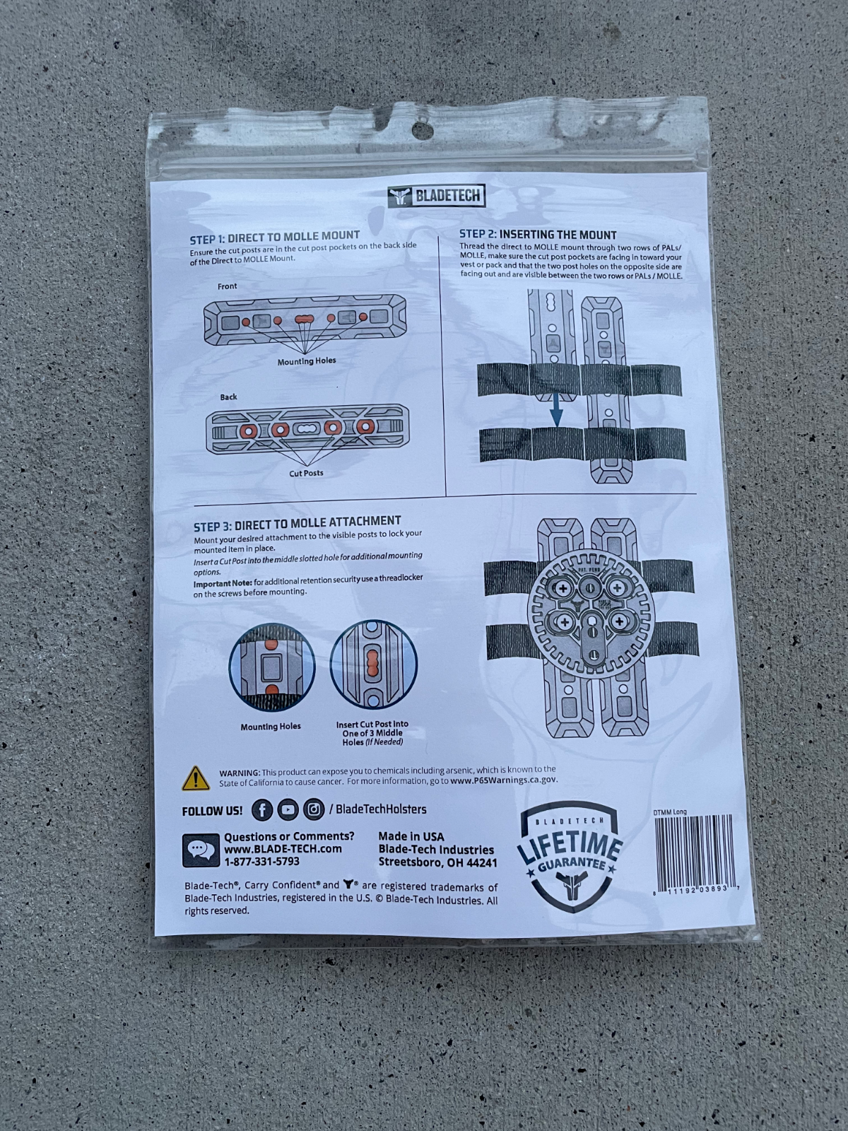 BLADE-TECH Direct to Molle Mount